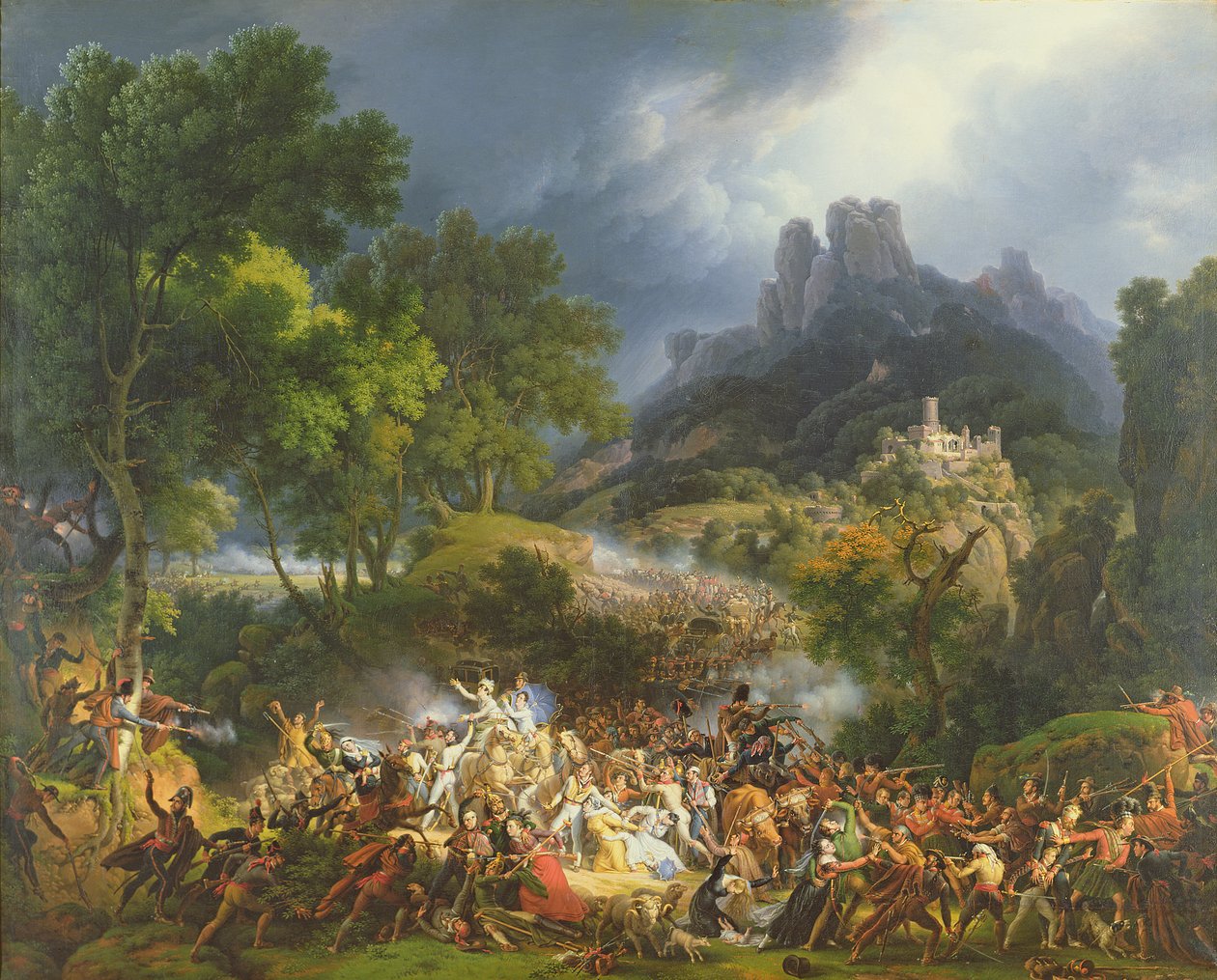 Támadás egy nagy konvoj ellen Salinasnál, Vizcayában, 1812. május 25. alkotó: Louis Lejeune