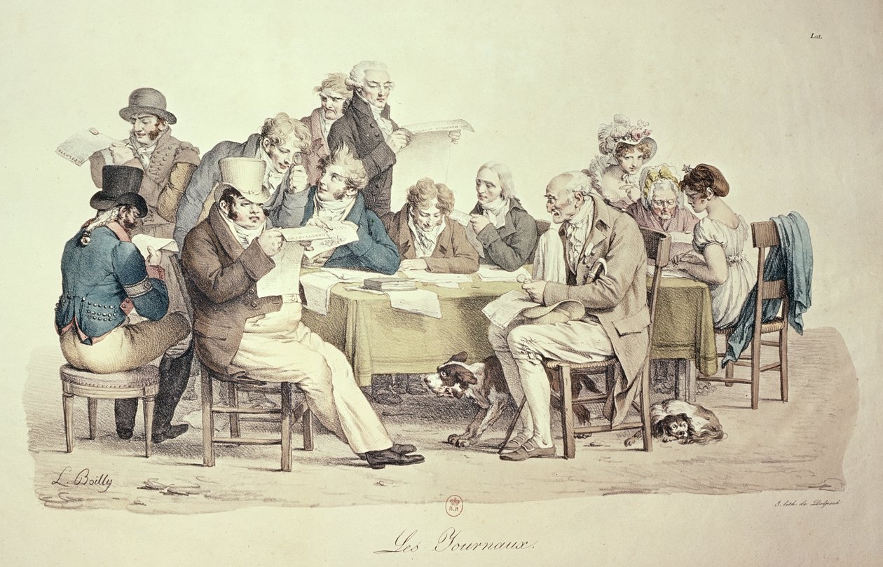 Az újságok, metszett: Francois Seraphin Delpech (1778-1825) alkotó: Louis Leopold Boilly