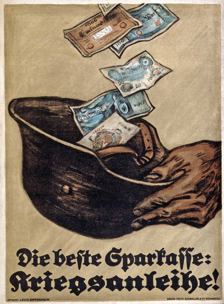 világháborús német háborús kölcsön poszter, Die Beste Sparkasse: Kriegsanleihe !, 1914-1918 körül alkotó: Louis Oppenheim