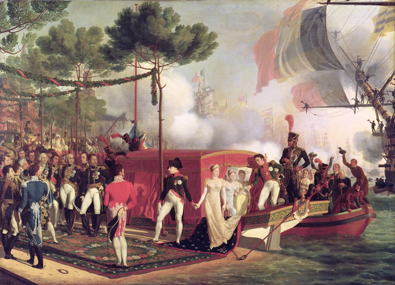 I. Napóleon (1769-1821) és Marie Louise (1791-1847) kiszállás Antwerpenben, 1810 alkotó: Louis Philippe Crepin