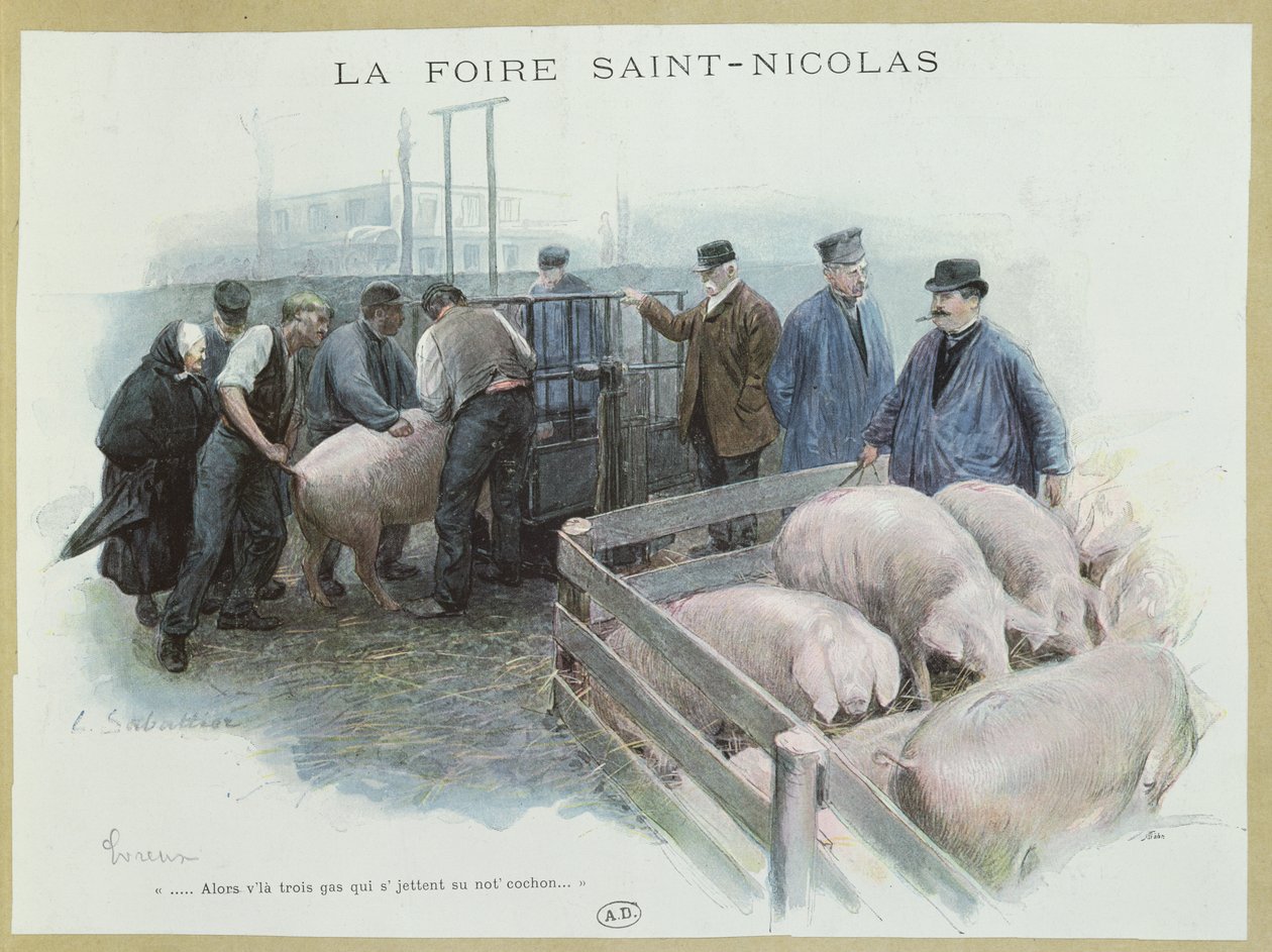 A Saint-Nicolas vásár Evreux-ban, a XX. század elején alkotó: Louis Remy Sabattier