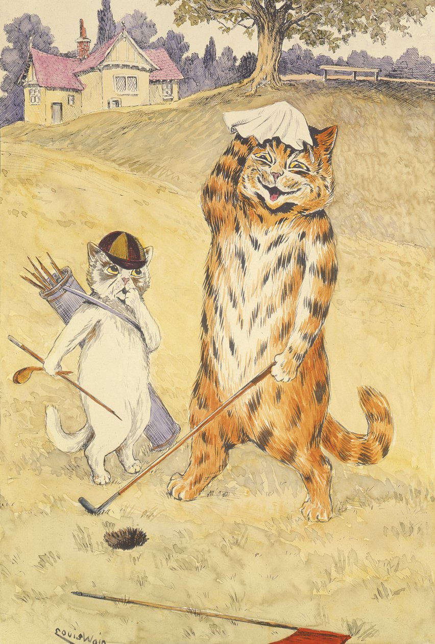 Holed in One, 1905 körül alkotó: Louis Wain
