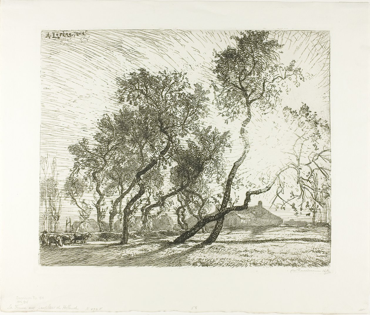 Farm holland nyárfákkal alkotó: Louis Auguste Lepère