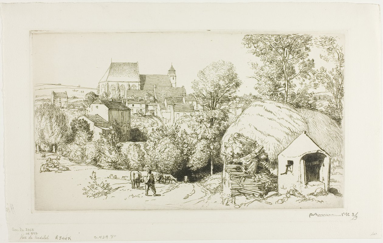 Verdelot látképe alkotó: Louis Auguste Lepère