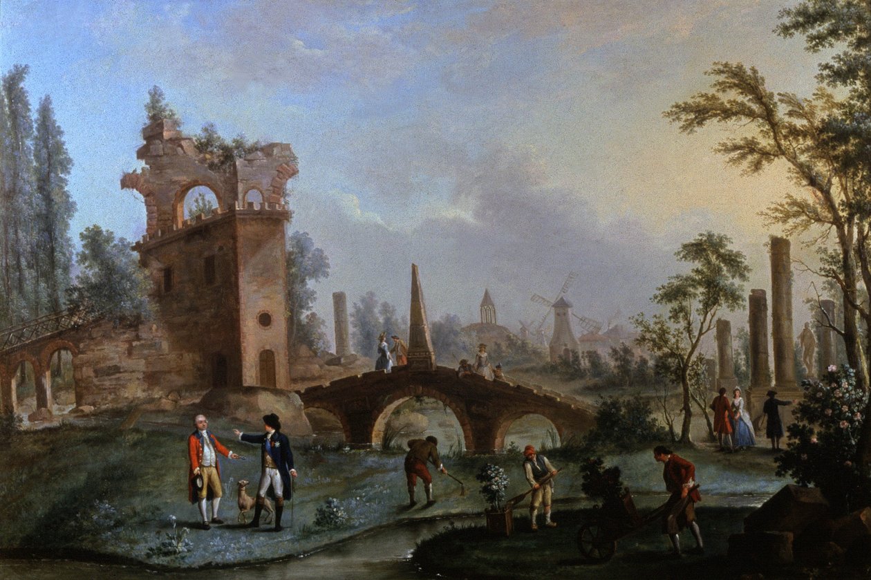 Parc Monceau, Párizs, 1770 körül (festmény) alkotó: Louis Carrogis Carmontelle