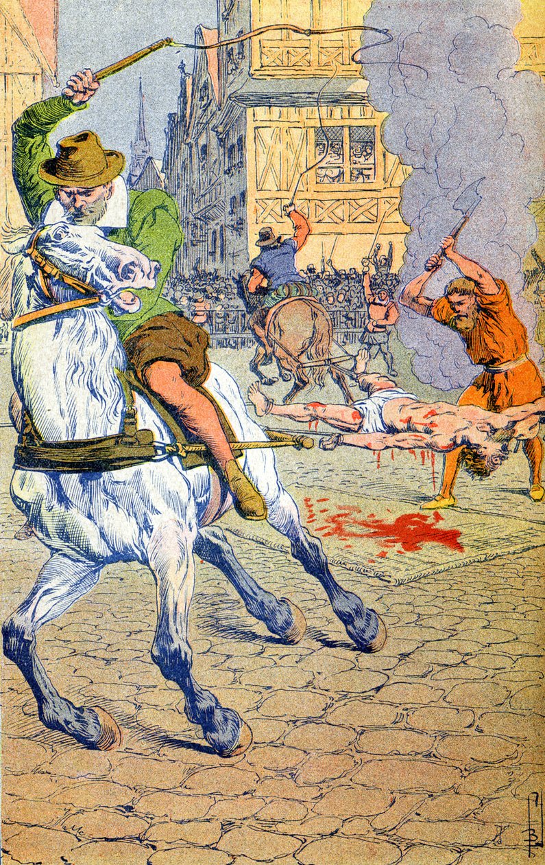 Francois Ravaillac kivégzése alkotó: Louis Charles Bombled