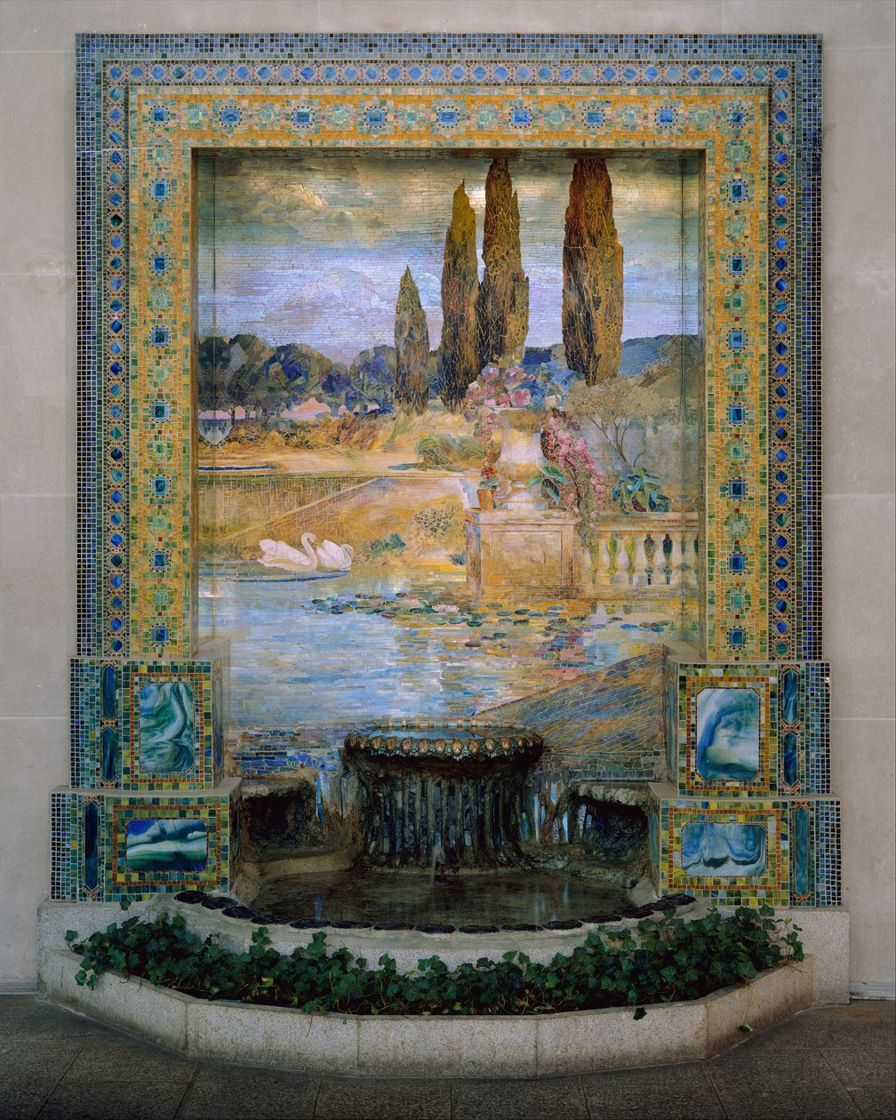Kerti táj, 1905–1915 (kedvenc üvegmozaik) alkotó: Louis Comfort Tiffany
