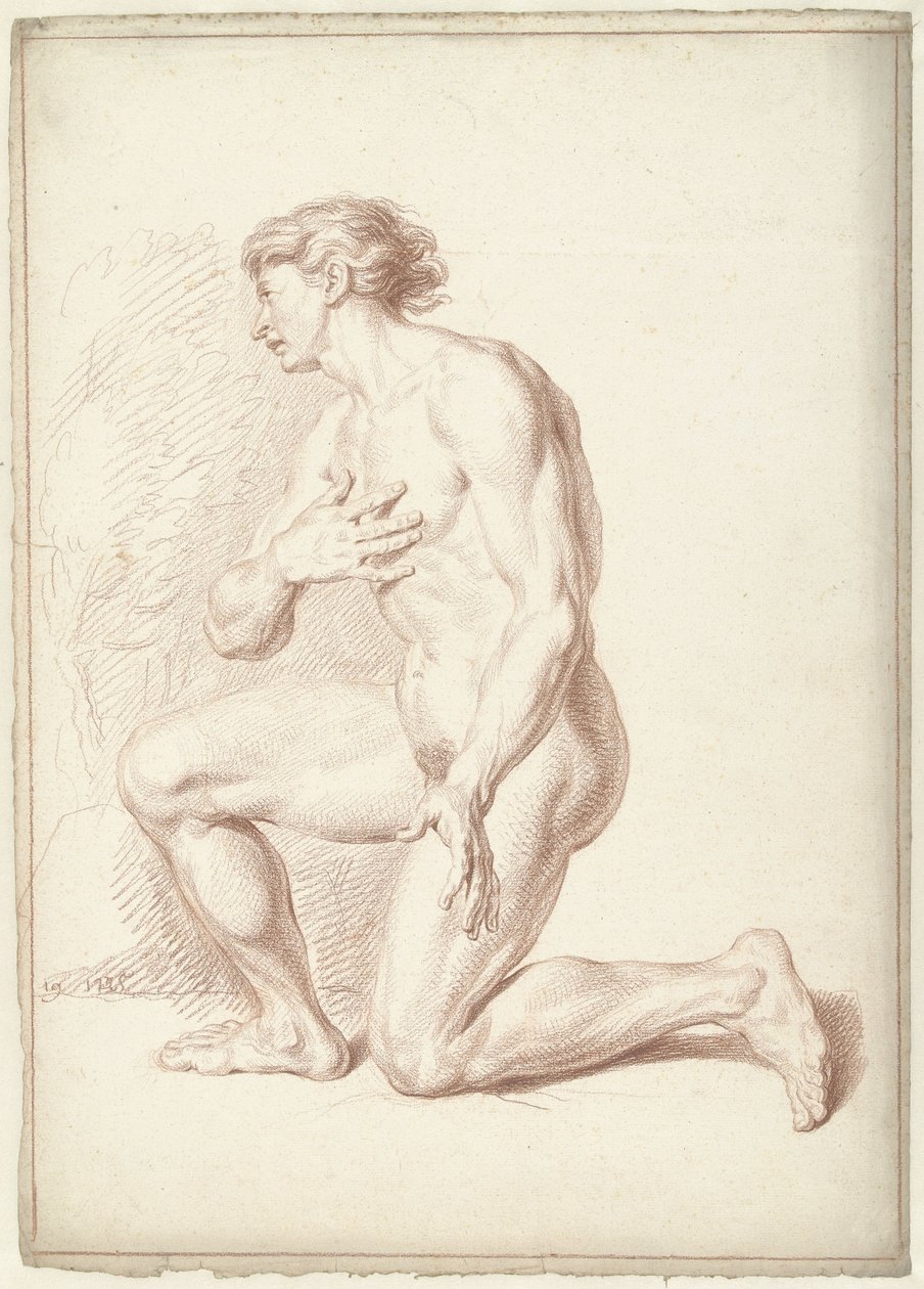 Férfi akt, térdelve, balra fordulva alkotó: Louis Fabritius Dubourg
