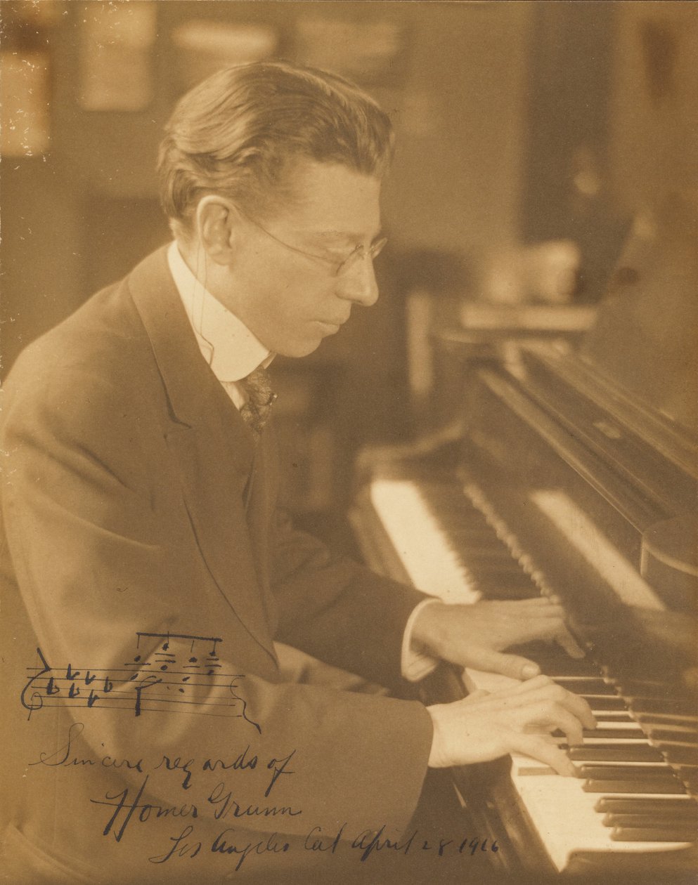 [Homer Grunn a zongoránál] alkotó: Louis Fleckenstein