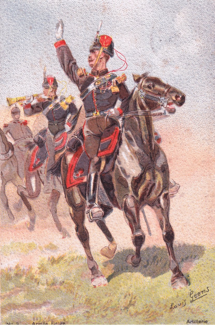 Tüzérség, Képeslap, 1920-as évek alkotó: Louis Geens