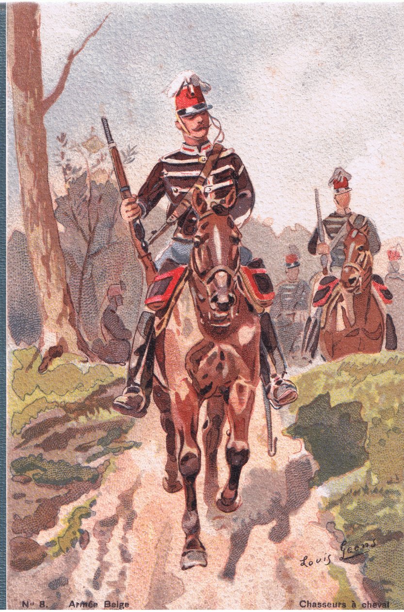 Vadászok lóháton, Képeslap, 1920-as évek alkotó: Louis Geens