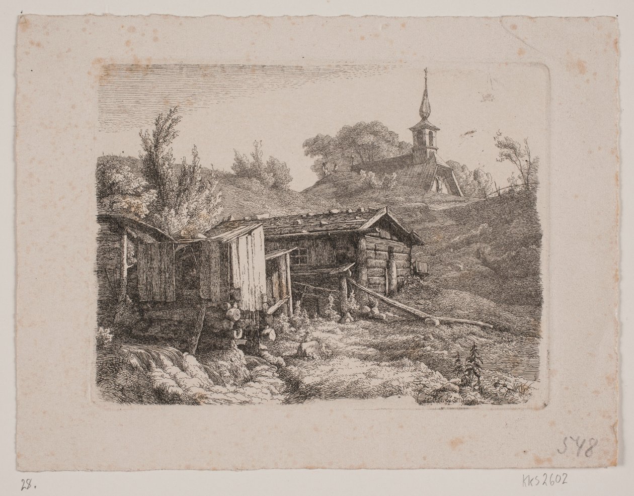 Táj vízimalommal alkotó: Louis Gurlitt