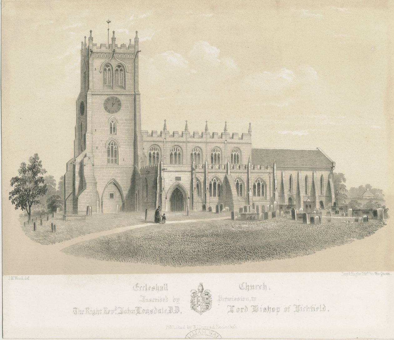 Eccleshall templom: litográfia, nd [c 1840] (nyomtatás) alkotó: Louis Haghe