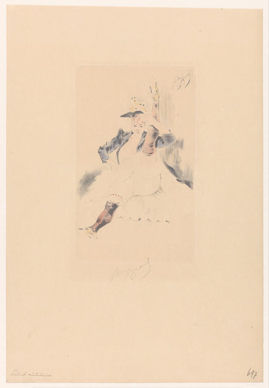Köszöntjük a kánkántáncost Le salut katonai alkotó: Louis Legrand (signed by artist)