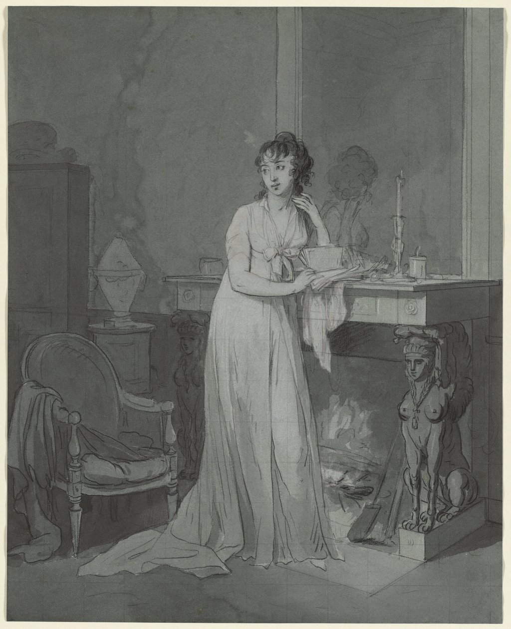 Nő a kandalló előtt alkotó: Louis Leopold Boilly