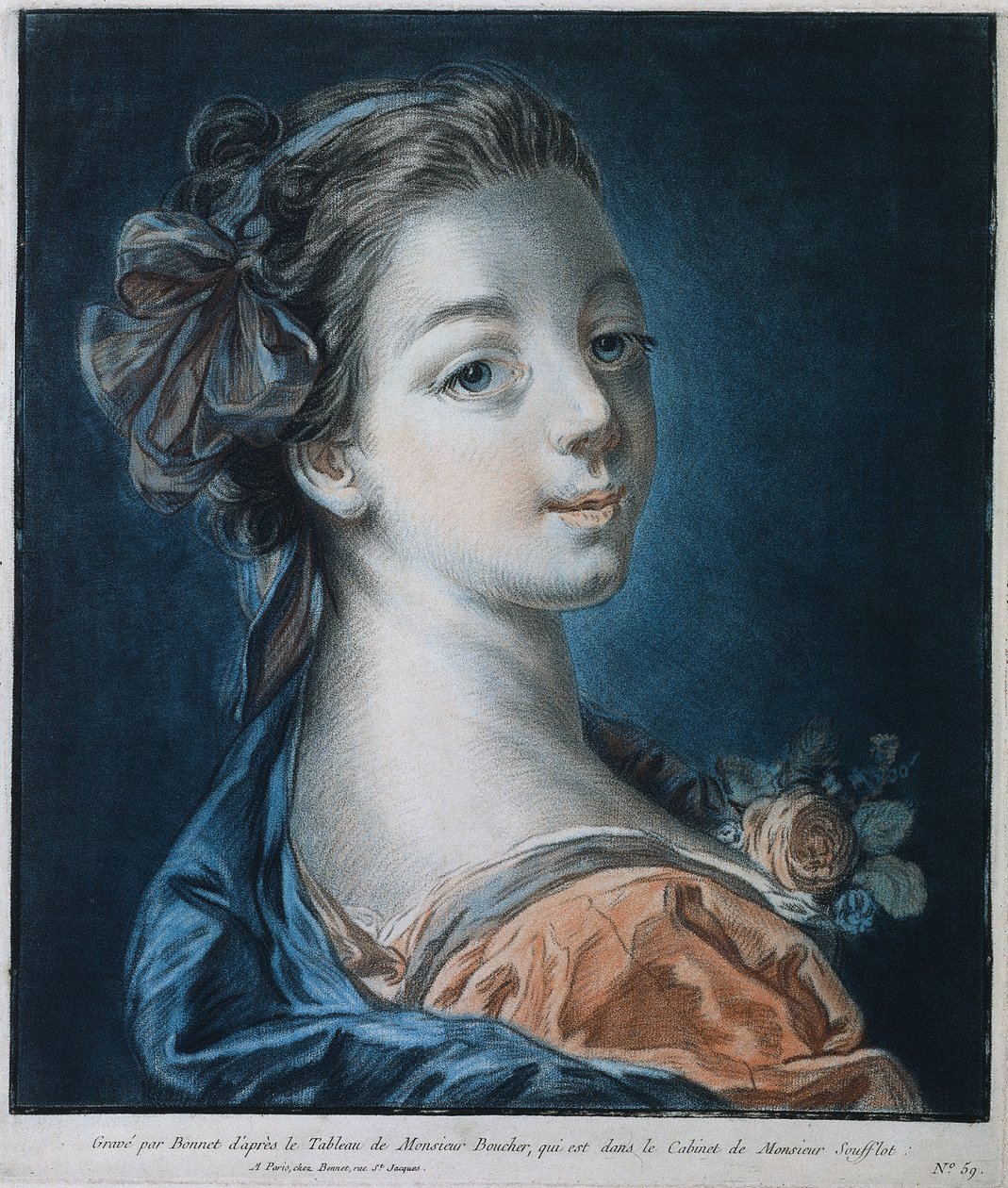Egy nő feje (Mme. Deshayes?) alkotó: Louis Marin Bonnet