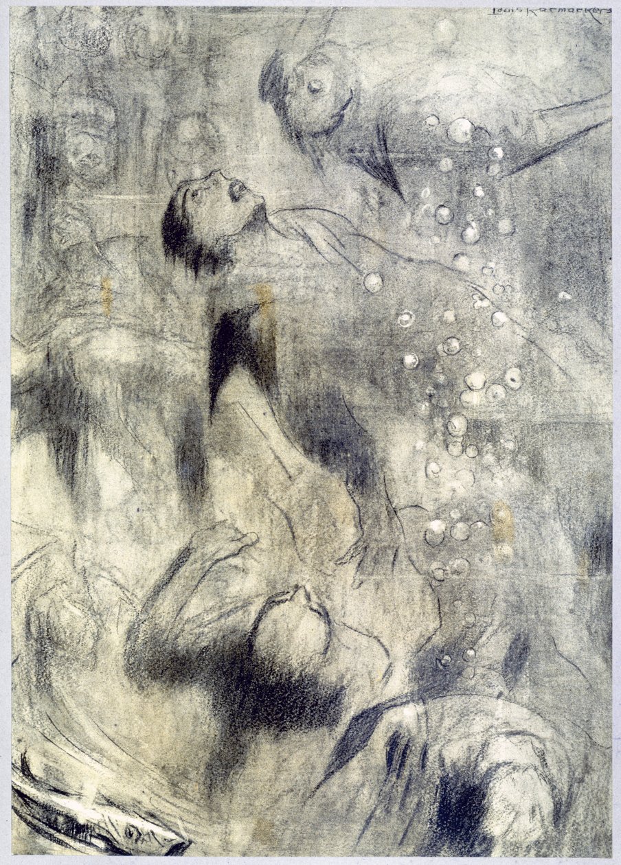 "A tengeri bánya", 1916 alkotó: Louis Raemaekers