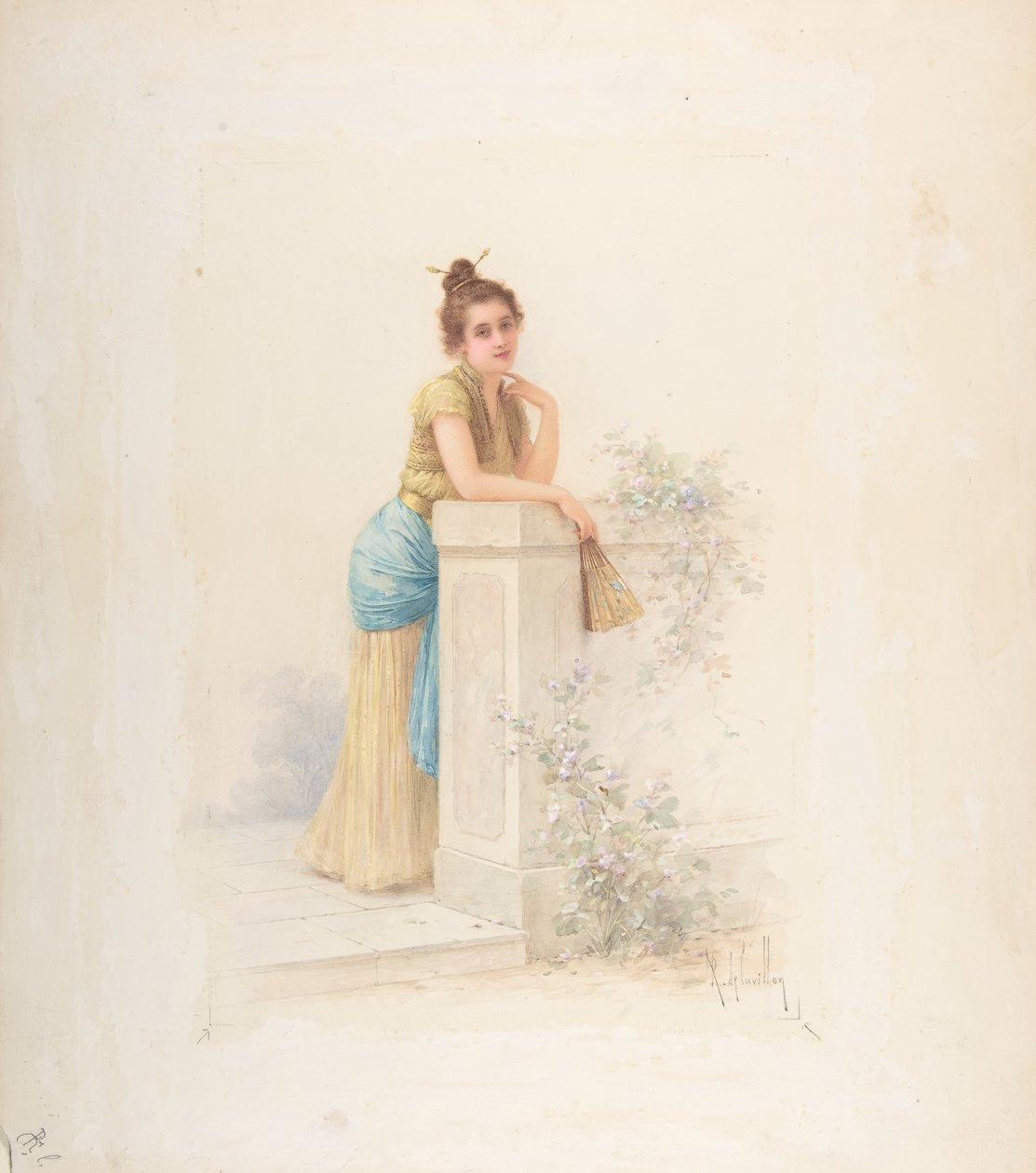 Hölgy rajongóval, n.d. alkotó: Louis Robert Cuvillon