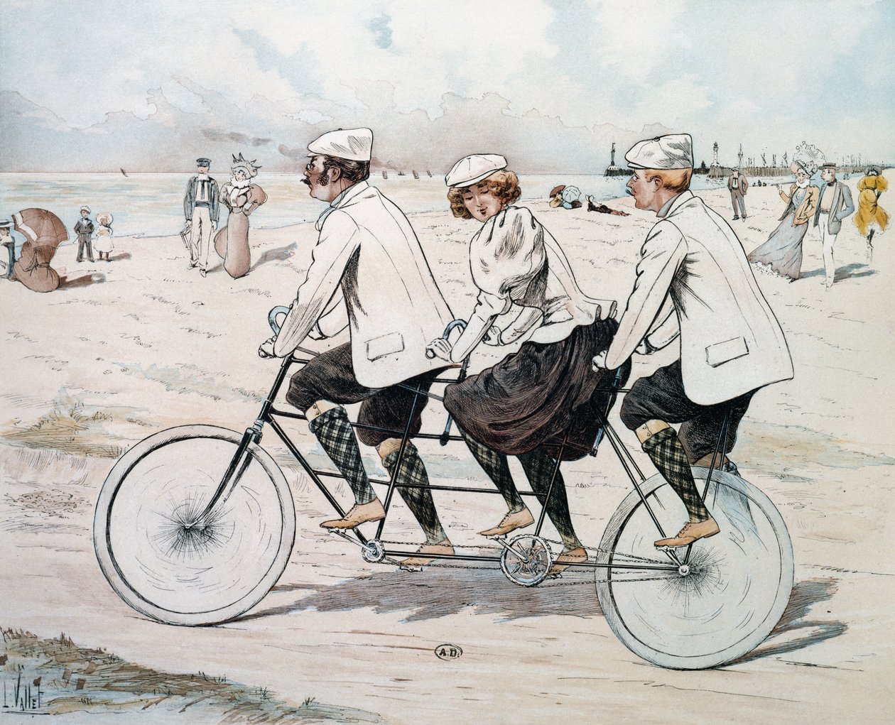 Háromüléses tandem a vízparton alkotó: Louis Vallet