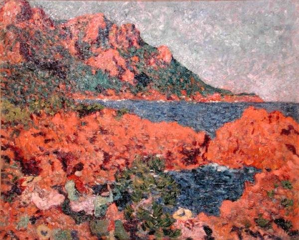 Vörös sziklák és emberek alkotó: Louis Valtat