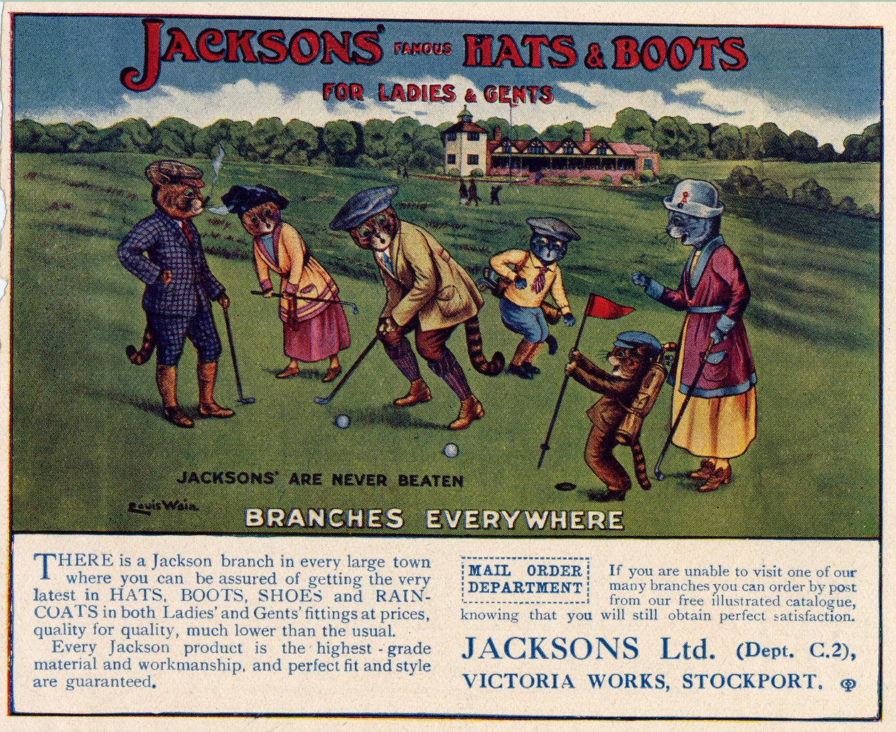 Jacksons kalapok és csizmák, 1910-1920 alkotó: Louis Wain