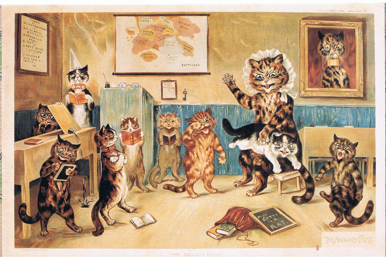 A szemtelen punci, Képeslap, 1960-as évek alkotó: Louis Wain