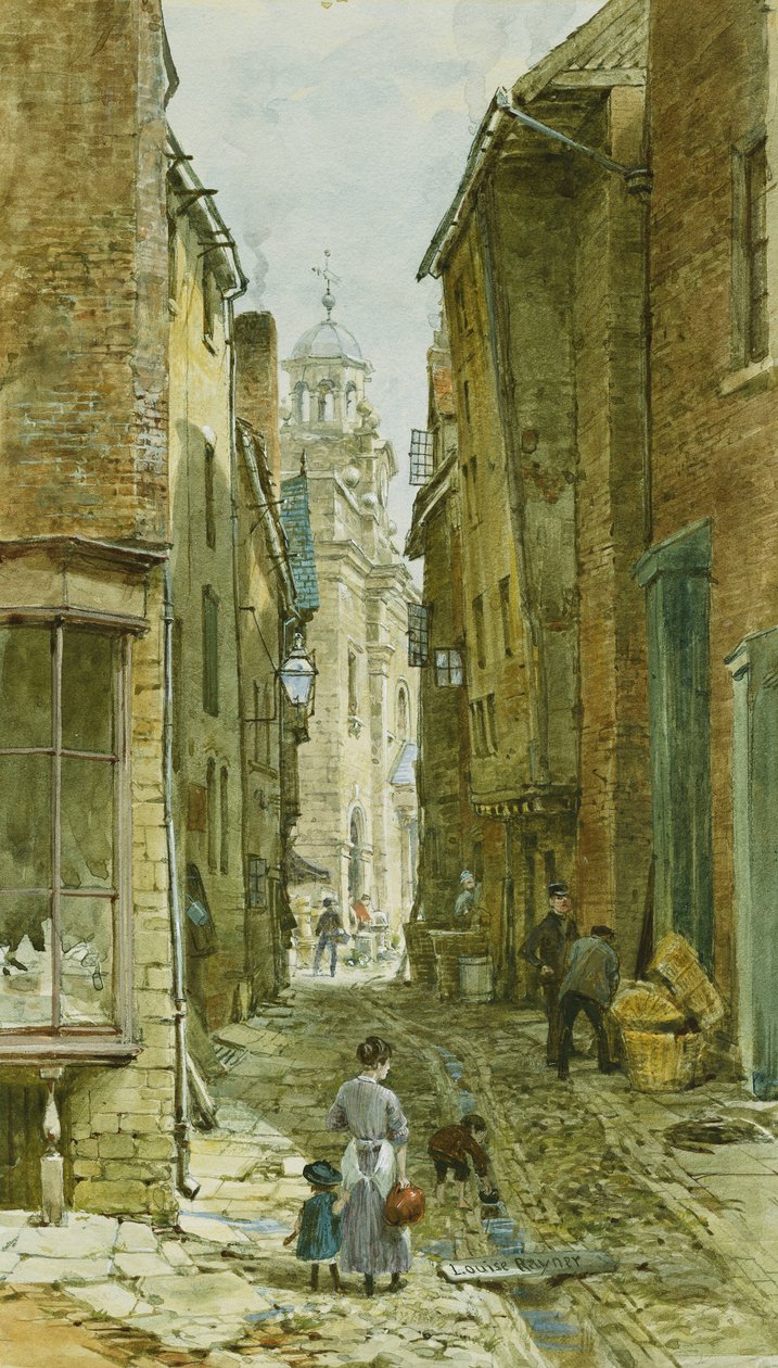 Figurák a Harp Lane-ben, Ludlow, alkotó: Louise Ingram Rayner