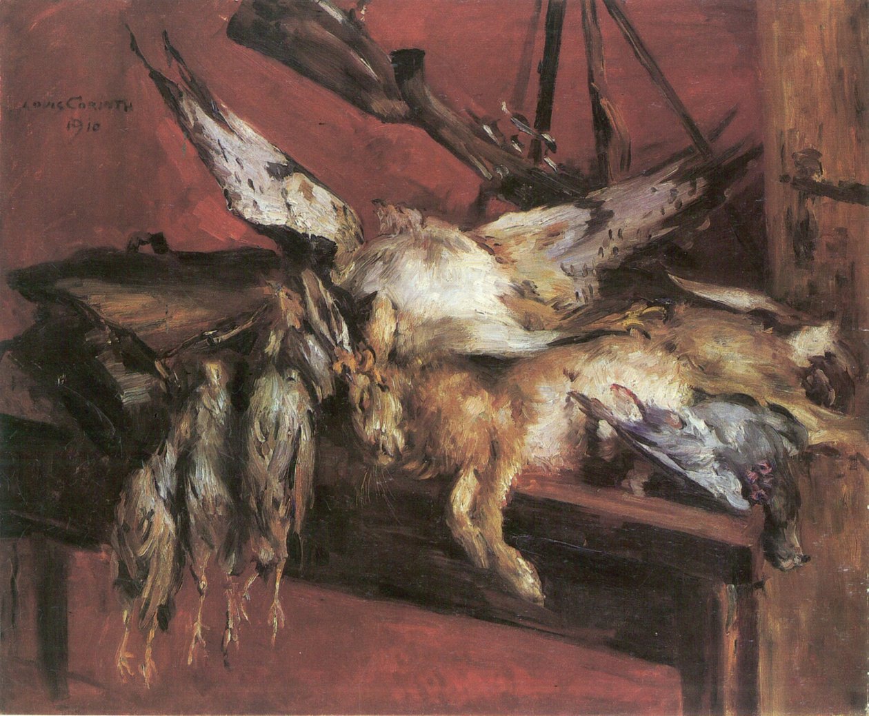 Vadászat csendélet, nyúl és fogoly alkotó: Lovis Corinth