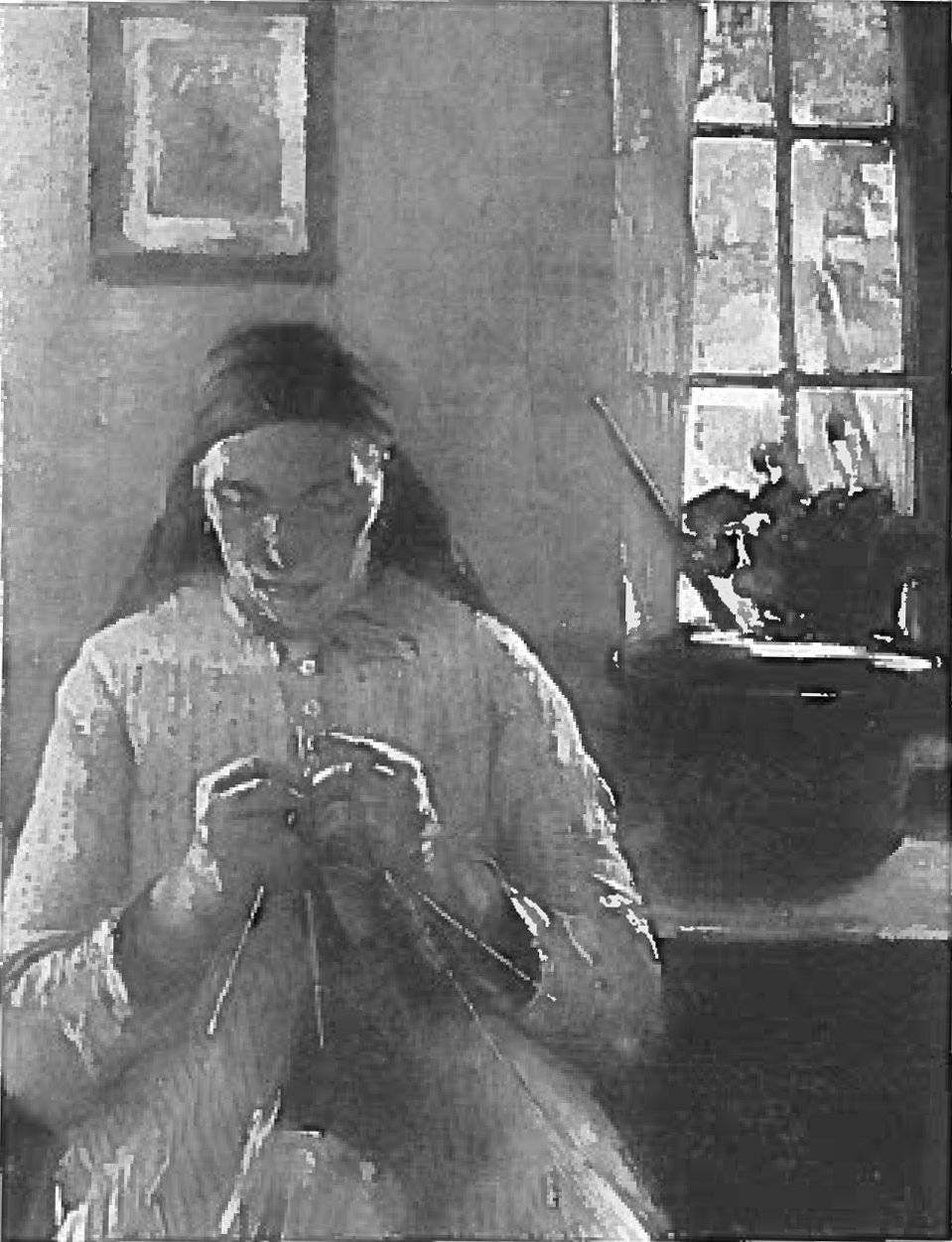 Kötő nő Dachaunban alkotó: Lovis Corinth