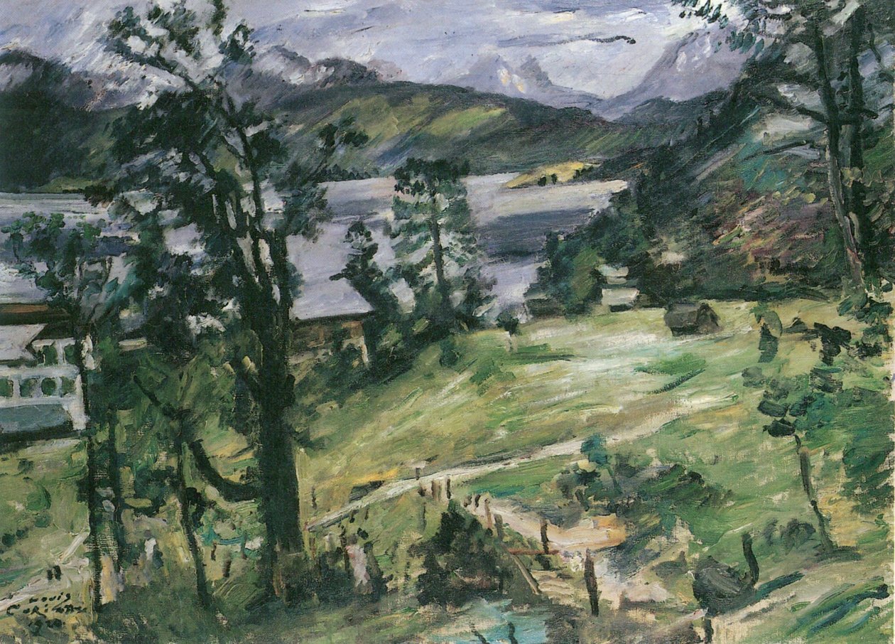 Táj a Walchensee -n vörösfenyővel alkotó: Lovis Corinth
