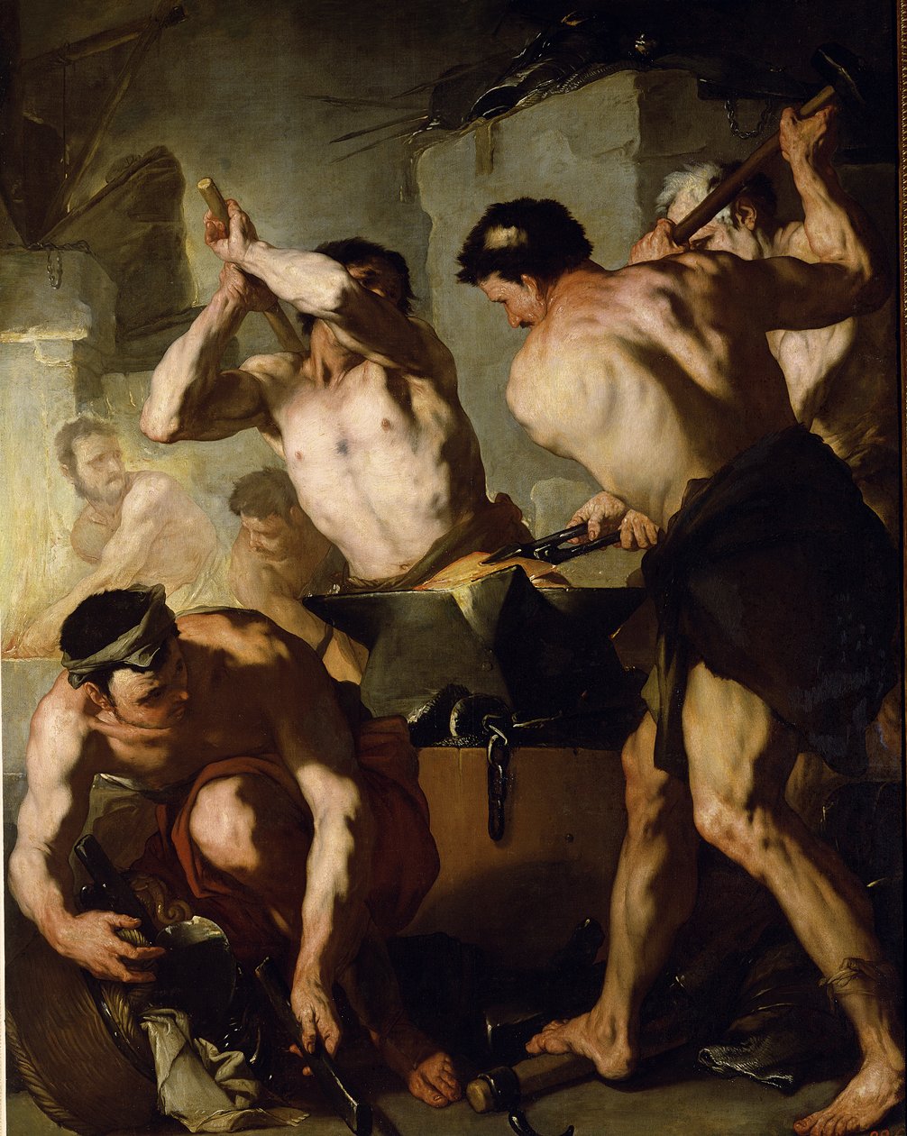 Vulkán kovácsműhelye, 1660 körül alkotó: Luca Giordano