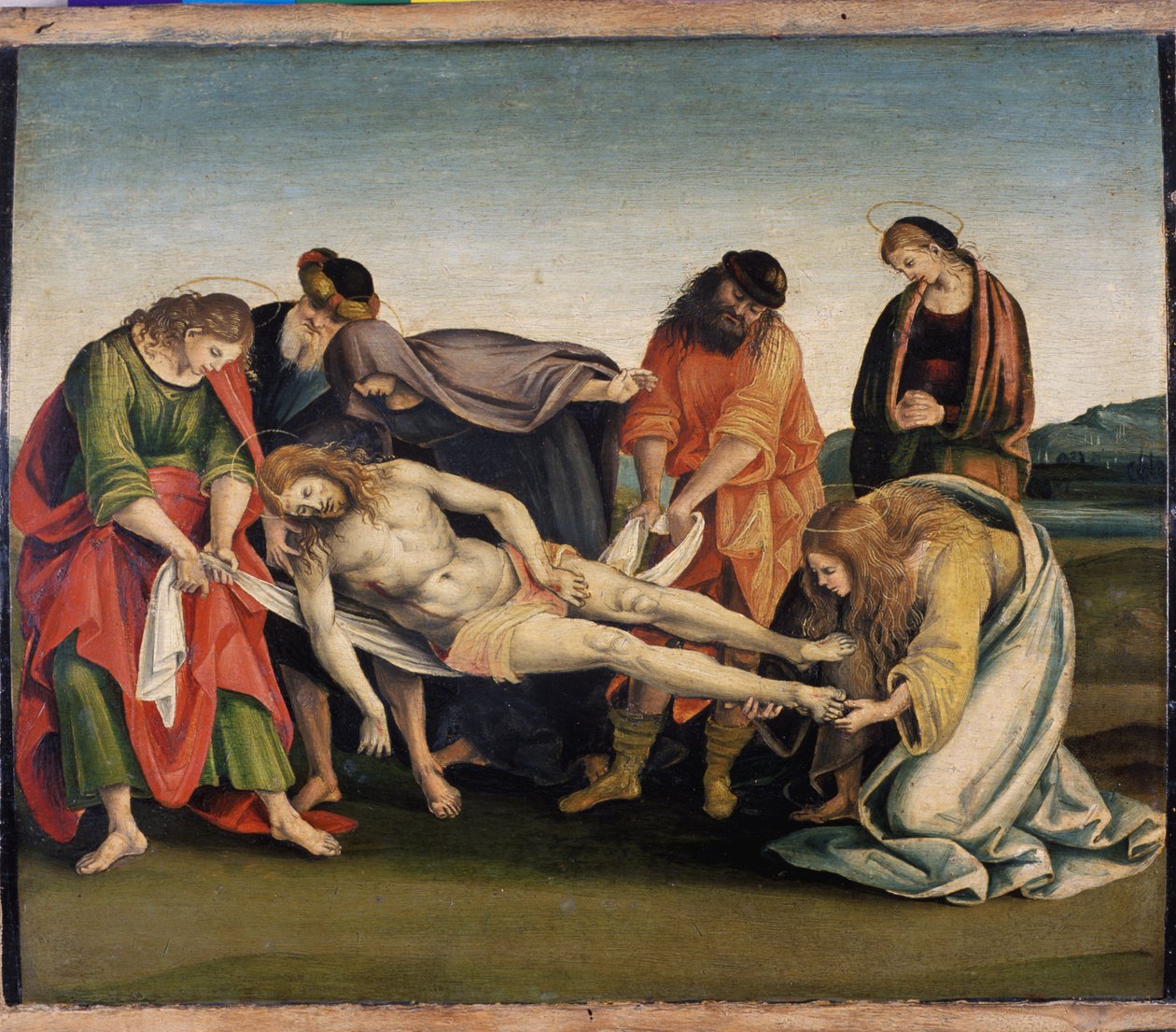 Krisztust a sírjához viszik, 1507 körül (tempera nyárfán) alkotó: Luca Signorelli