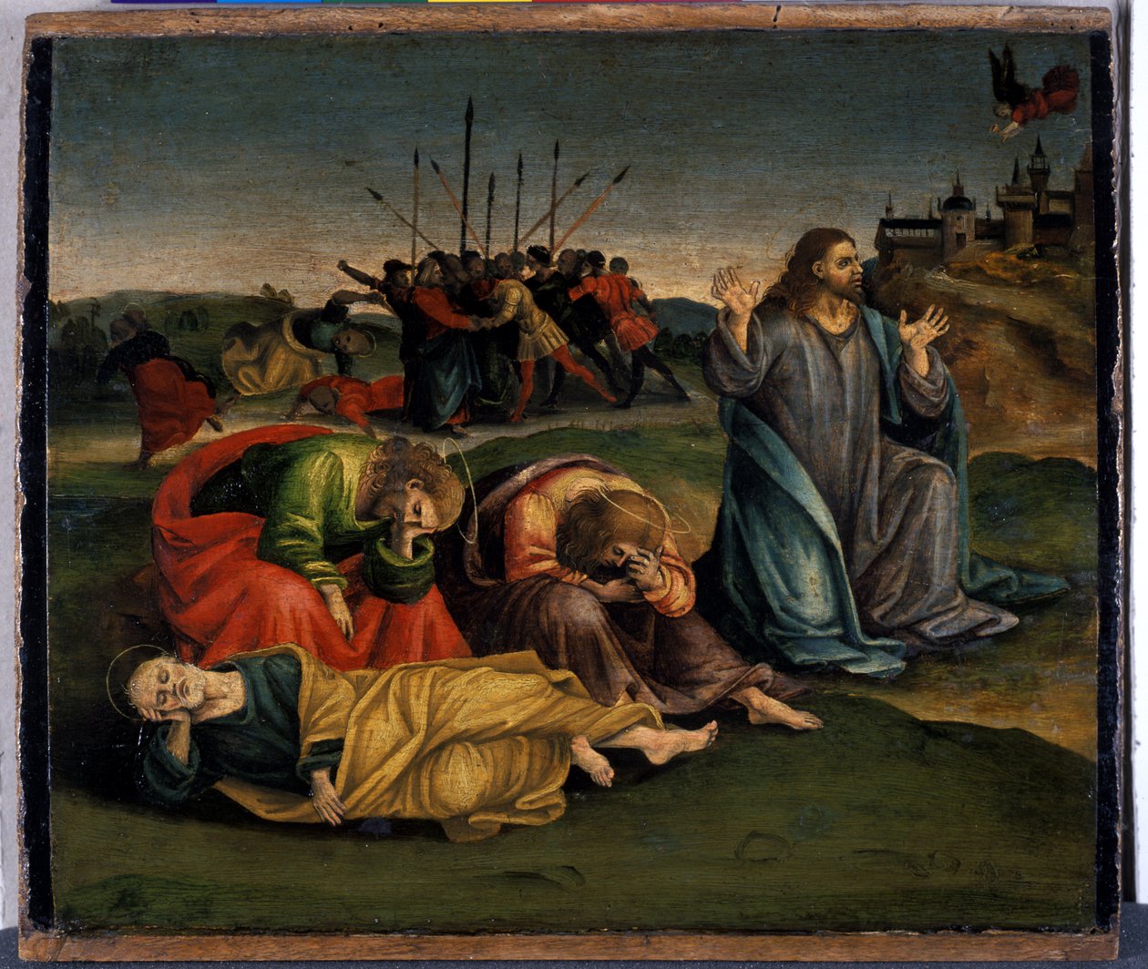 Krisztus az Olajfák hegyén, 1507 körül (tempera nyárfán) alkotó: Luca Signorelli