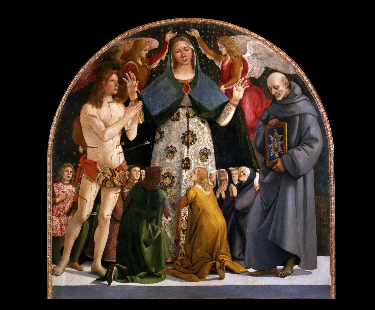 Madonna of Mercy és a szentek Sebastian és Bernardino da Siena alkotó: Luca Signorelli