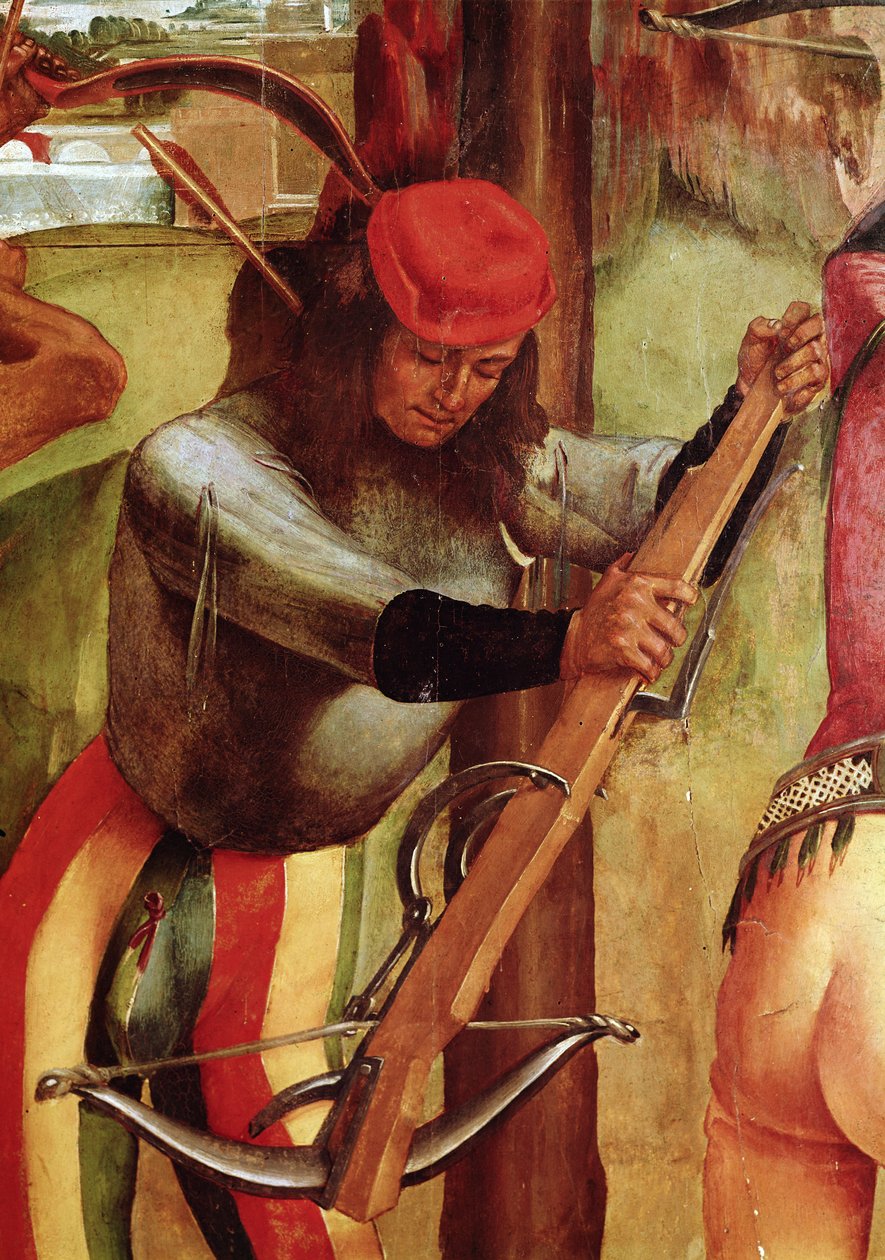 Szent Sebestyén vértanúsága, egy íjász részlete (165896-os részlet) alkotó: Luca Signorelli