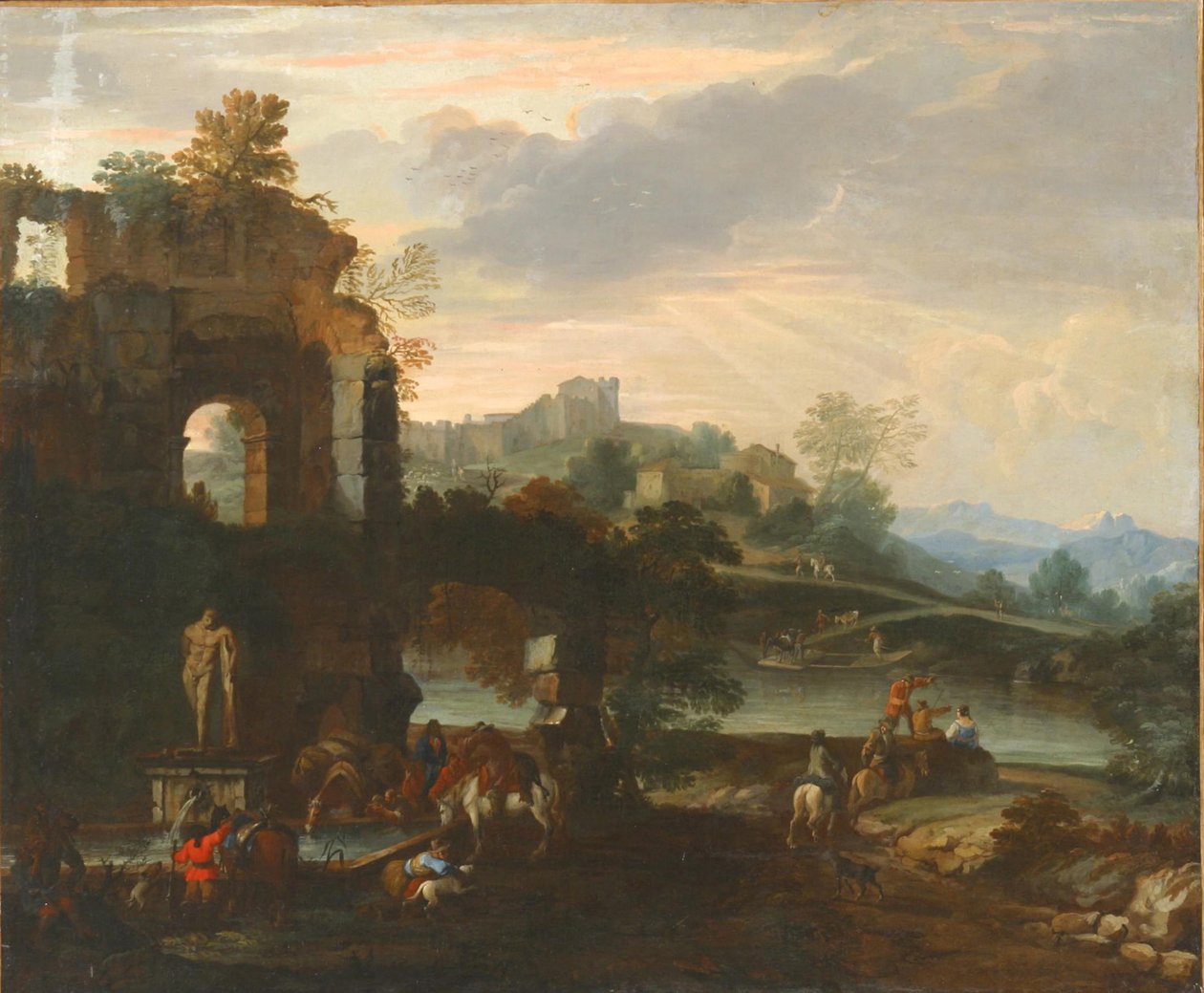 Capriccio a Farnese Herkulesszel. alkotó: Luca Carlevaris