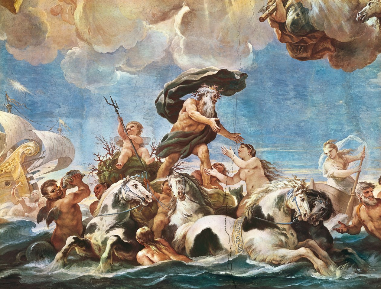 Neptunusz, részlet (freskó) alkotó: Luca Giordano