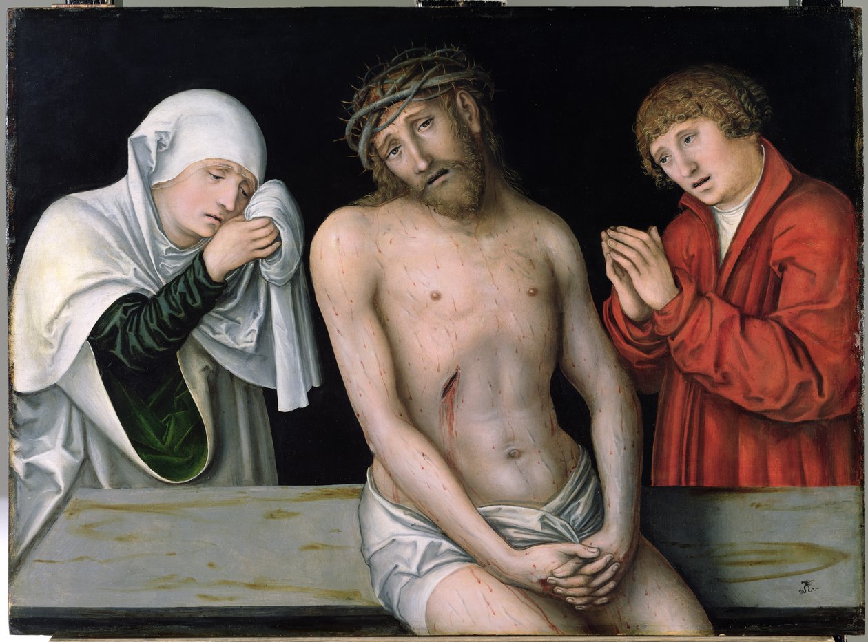 Krisztus mint a fájdalmak embere a Szűzanyával és Szent Jánossal alkotó: Lucas Cranach the Elder