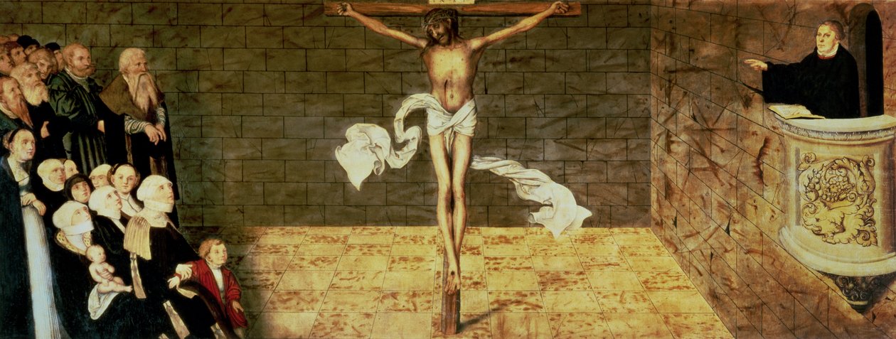 Luther Márton prédikációja, részlet egy triptichonról, 1547 (51406 részlet) alkotó: Lucas Cranach the Elder