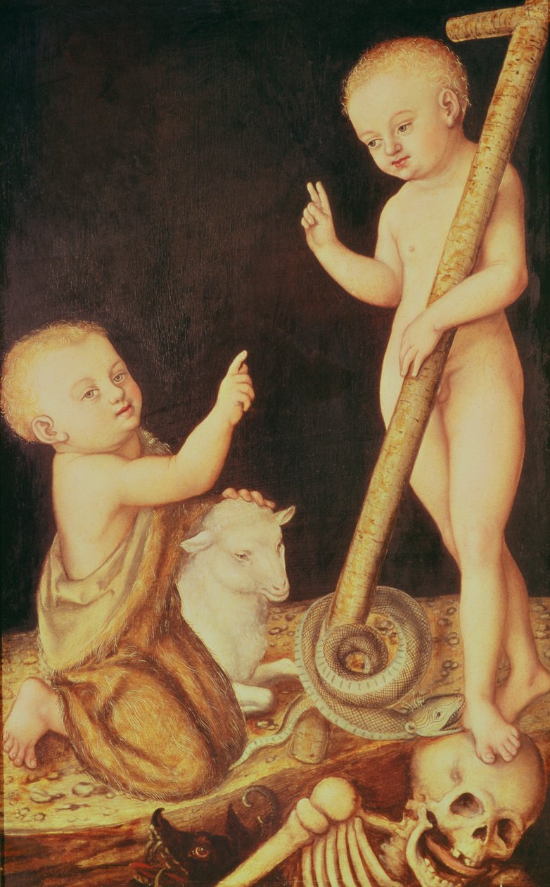 A Halál felett győzedelmeskedő csecsemő Krisztus és a Keresztelő Szent János csecsemő alkotó: Lucas Cranach the Elder