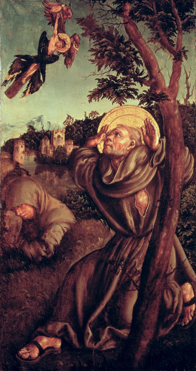Szent Ferenc kapja a stigmákat alkotó: Lucas Cranach the Elder
