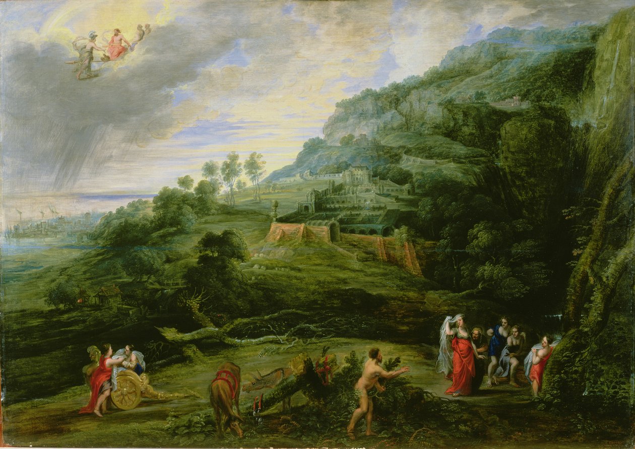 Ulysses és Nausicaa, 1635 (olaj, tölgyfa panel) alkotó: Lucas van Uden