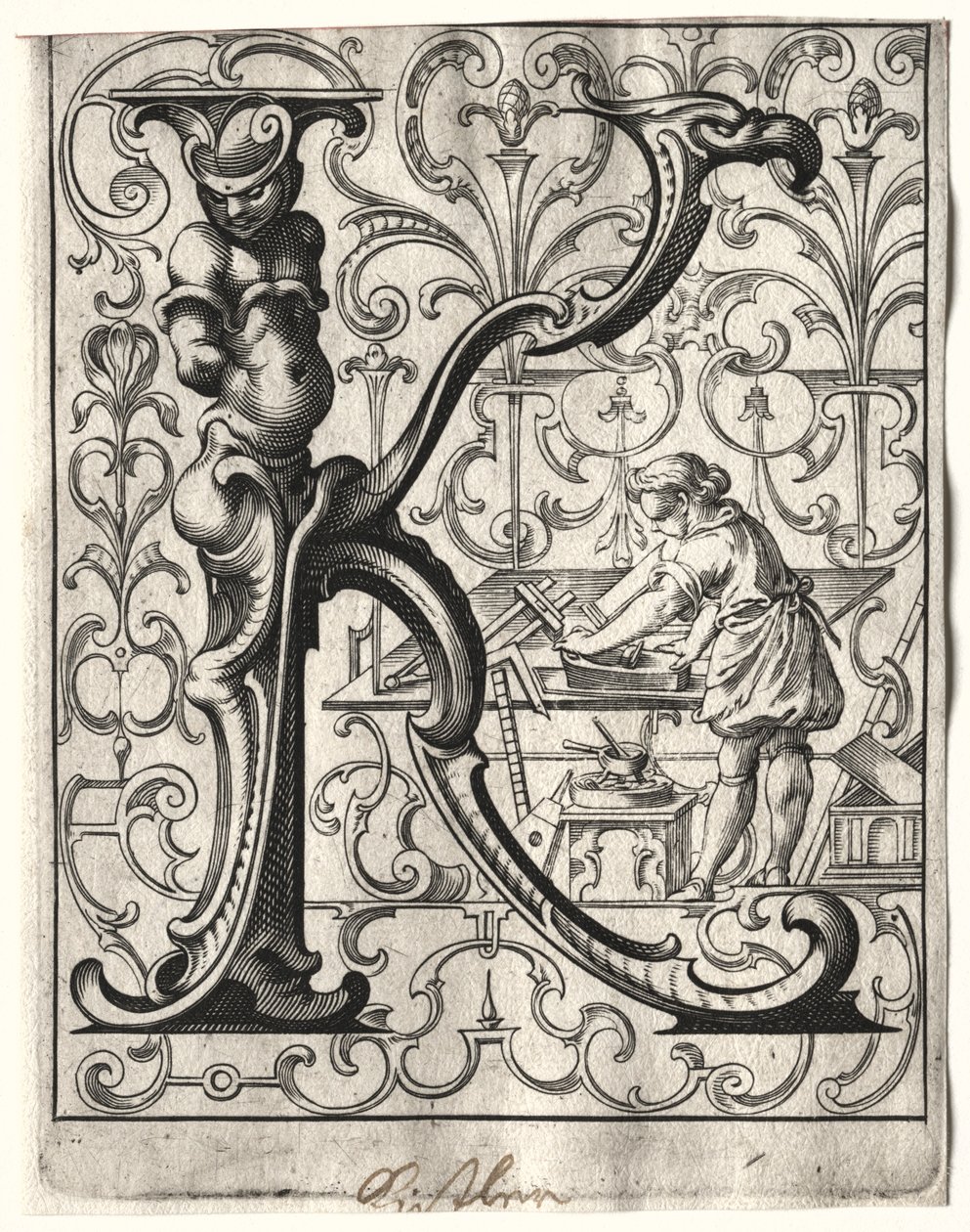 Új ABC-füzet: K, 1627. alkotó: Lucas Kilian