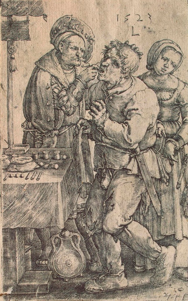 Fogorvos, 1523. alkotó: Lucas Leyden van