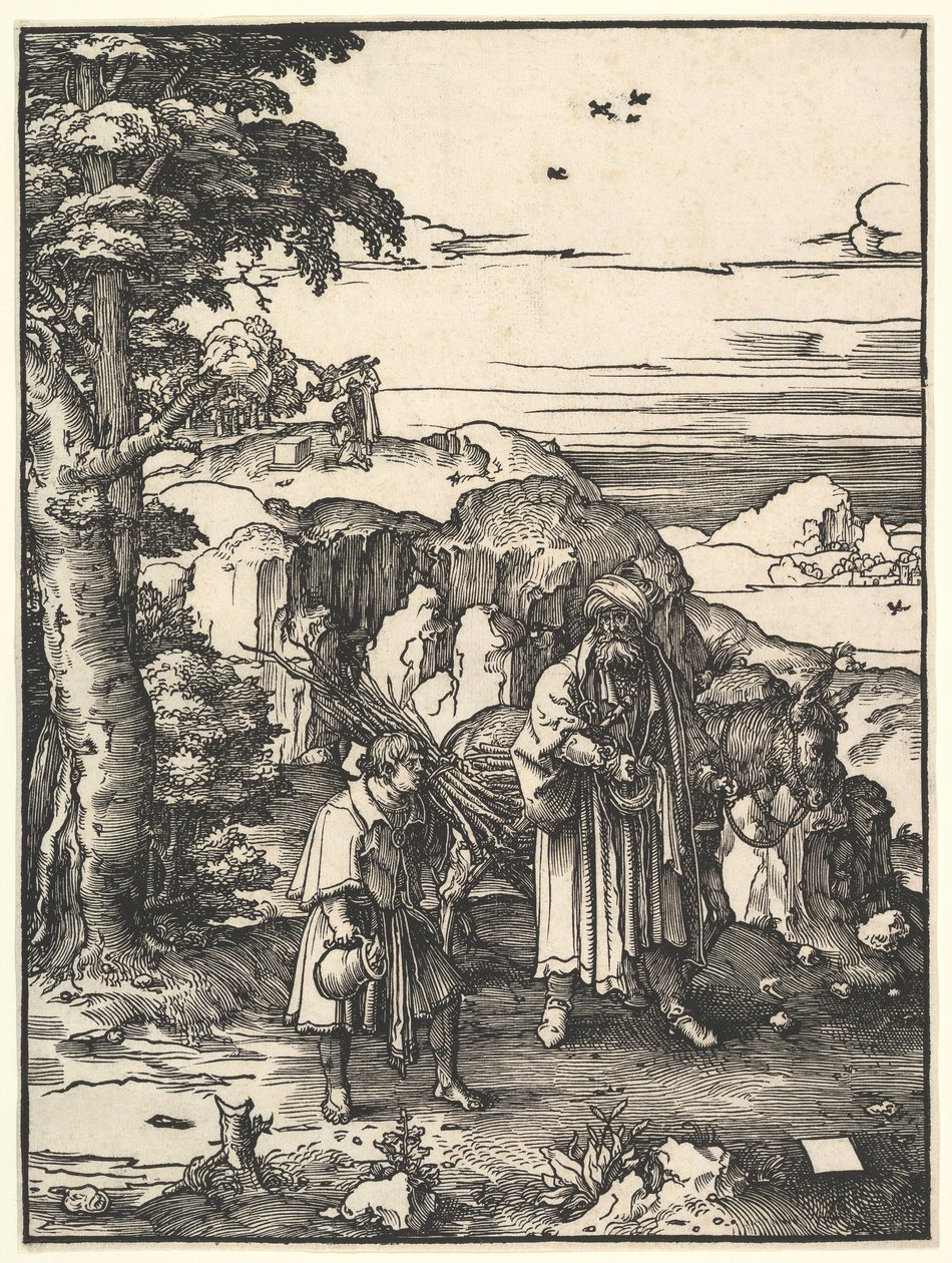Ábrahám feláldozza Izsákot, 1517-19. alkotó: Lucas van Leyden