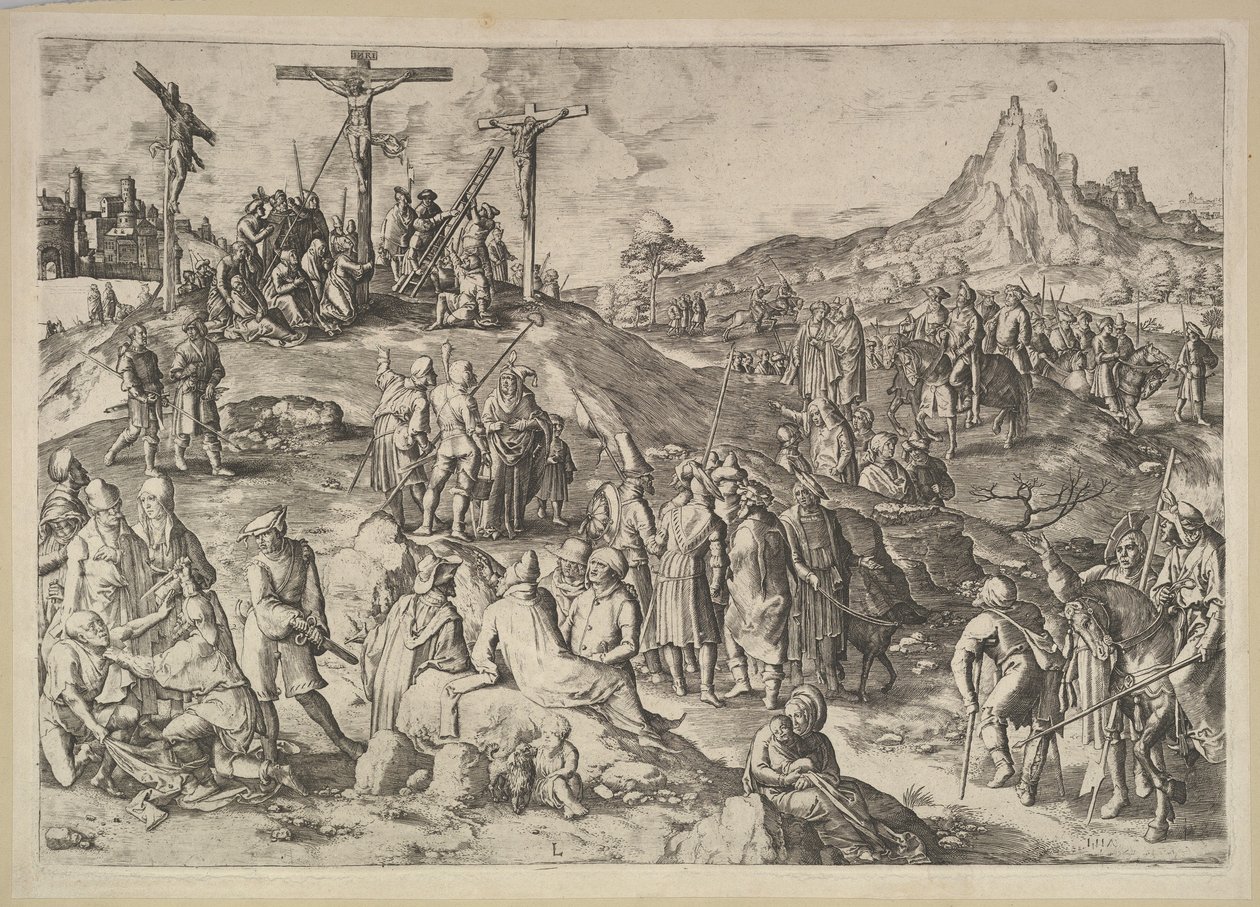Kálvária Golgota, 1517. alkotó: Lucas van Leyden