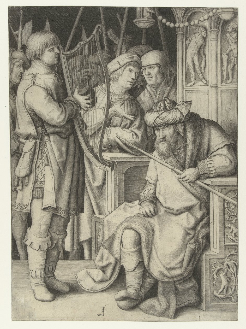 Dávid hárfán játszik Saulnak alkotó: Lucas van Leyden