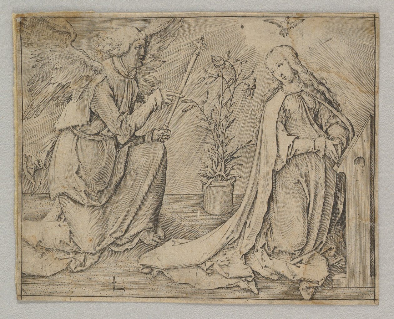 Az Angyali üdvözlet, kb. 1516. alkotó: Lucas van Leyden
