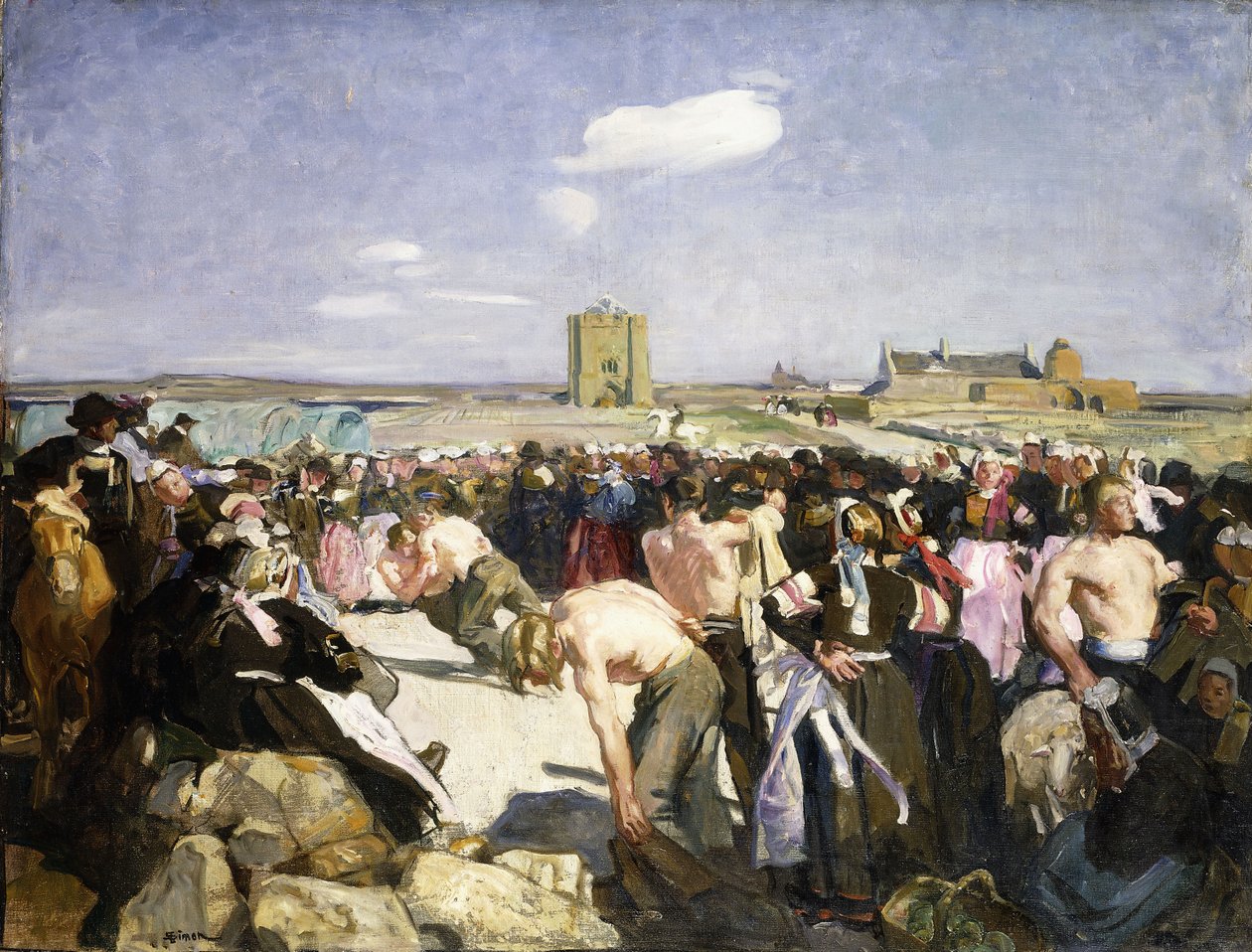 Birkózó mérkőzés, alkotó: Lucien Simon