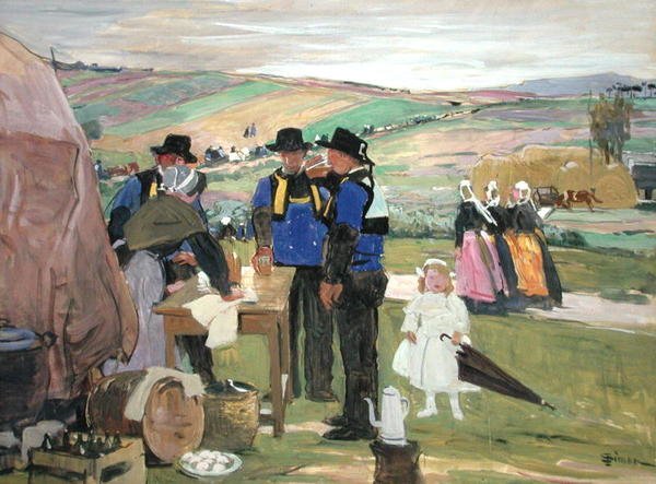 Brittany Pardon (gouache a fedélzeten) alkotó: Lucien Simon